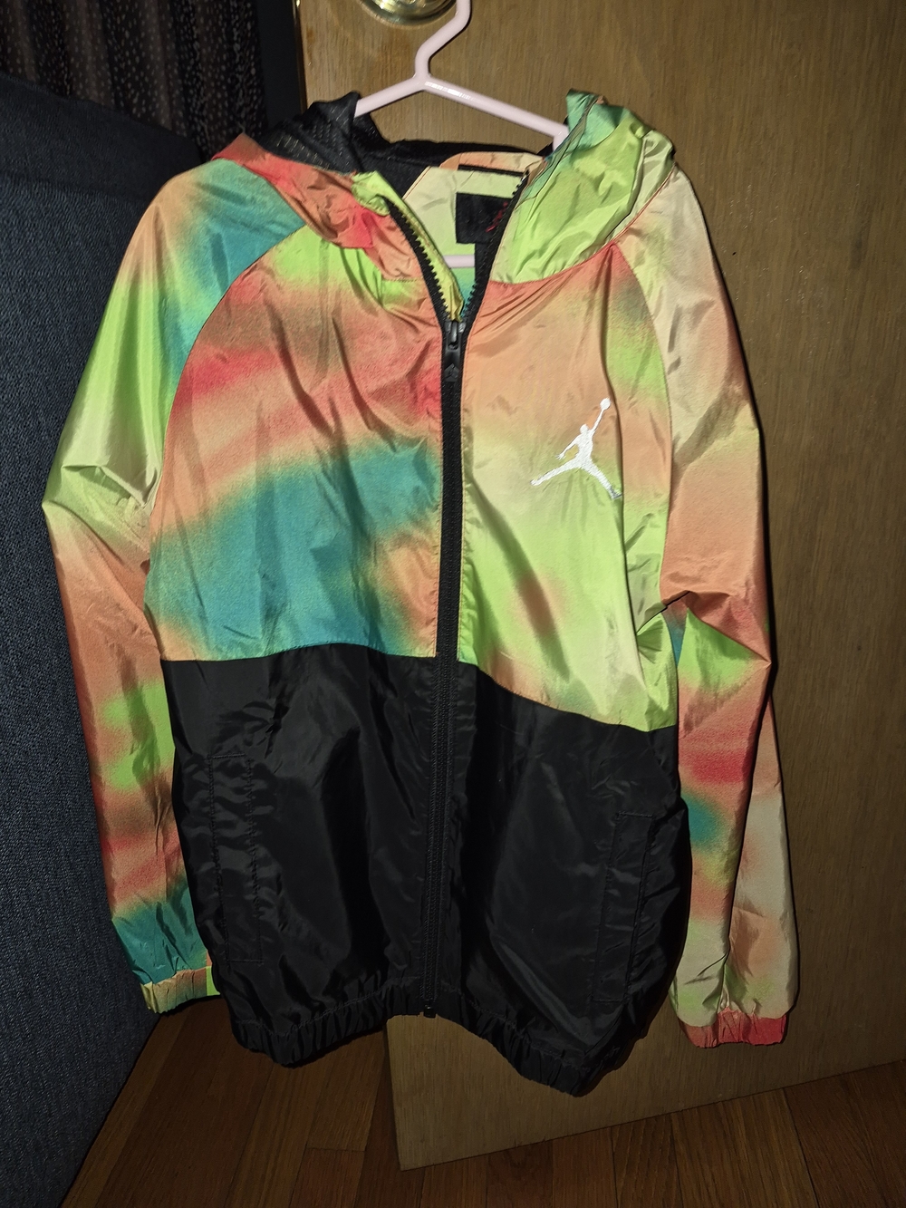 Jordan Kids' Multicolor Hooded Raincoat with Black Panel